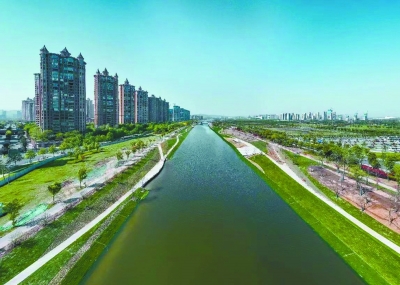 七里河风光带成为新区的景观轴线。 江北新区公建中心供图