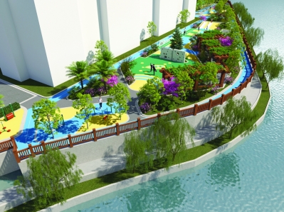 宏鹰花园小区综合广场改造效果图。 