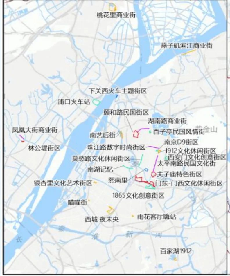 南京特色商业街区图（局部）。