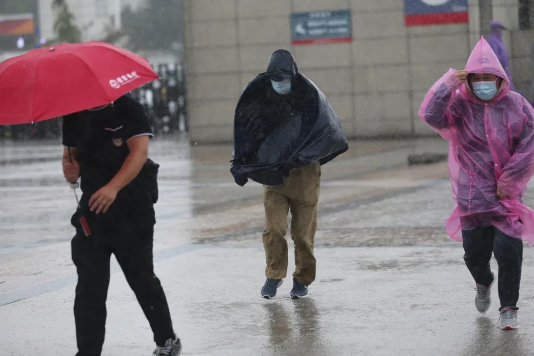 7月26日,行人在风雨中艰难前行南报融媒体记者 徐琦摄