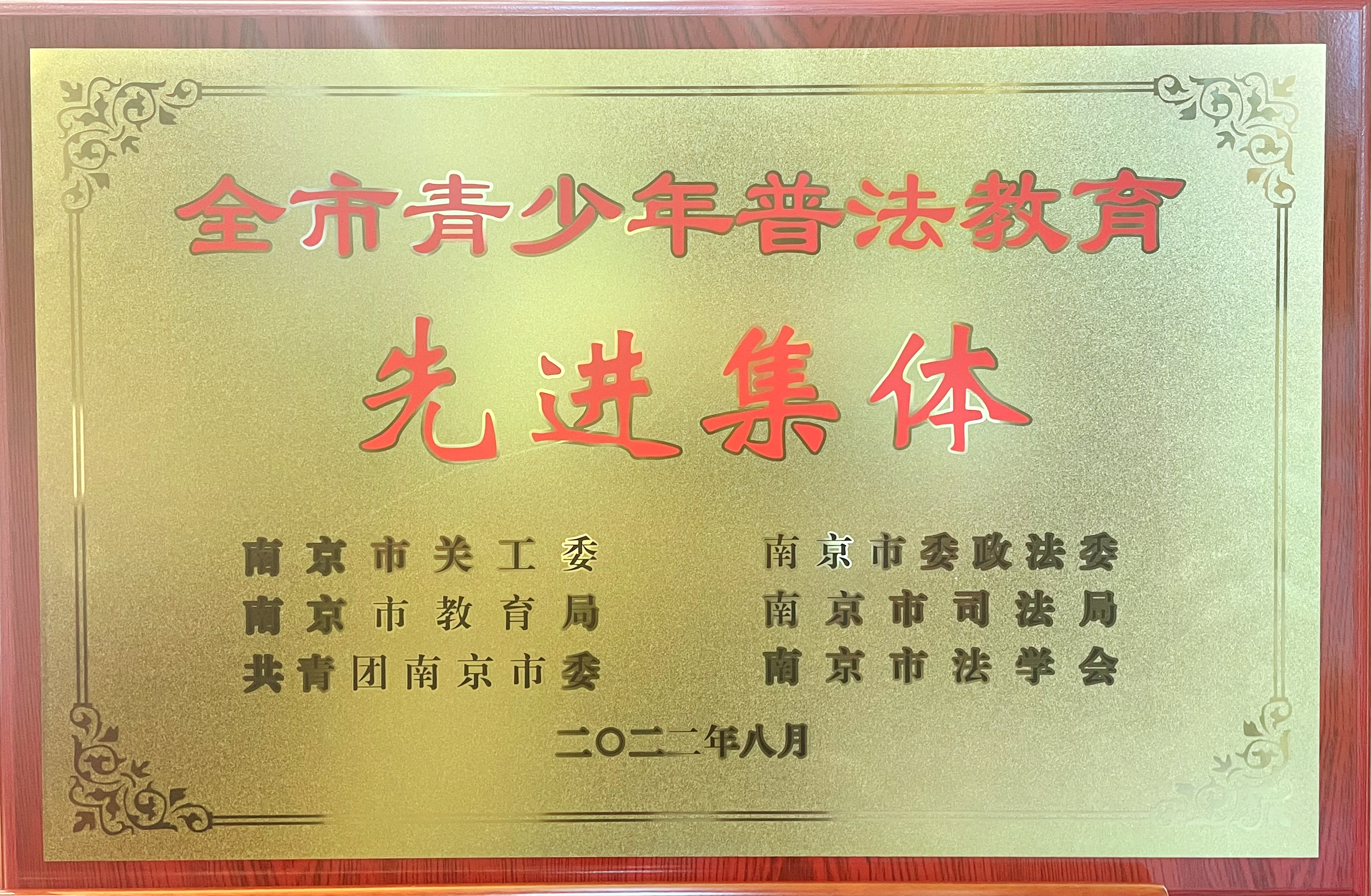 全市青少年普法教育先进集体奖牌