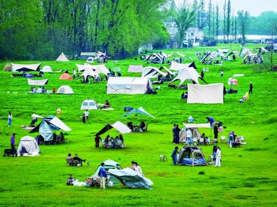 滨江露营打卡 乐享春日闲趣