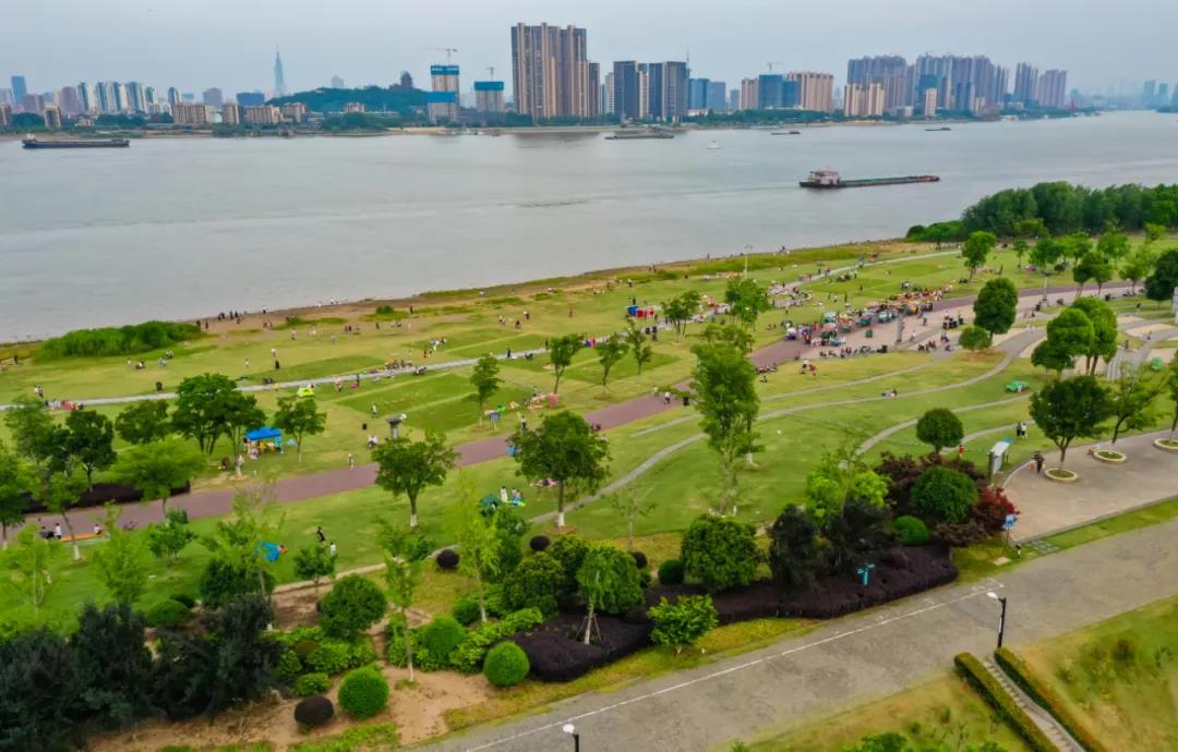 市民在江北滨江公园游玩，享受生活。南报融媒体记者 董家训摄